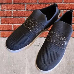 CATHERINE Malandrino Sleek Profile Embellished Dark Gray Slip-on Sneaker Size 9